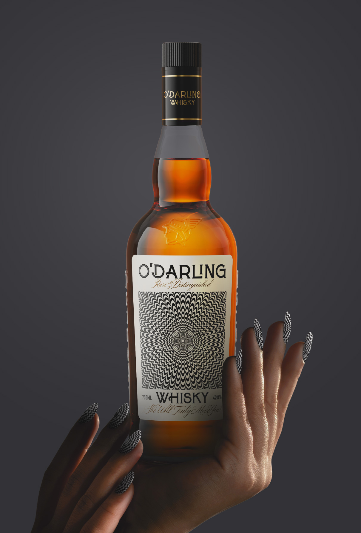 A bottle of O'Darling Whisky